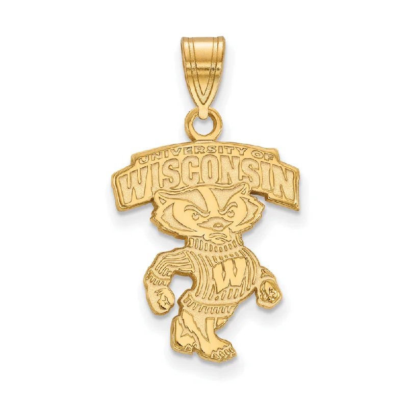 Make Your Outfit Shine With Discounted Jewelry 14k Gold Plated Silver U. of Wisconsin Large Logo Pendant Make Your Outfit Shine With Discounted Jewelry 14k Gold Plated Silver U. of Wisconsin Large Logo Pendant