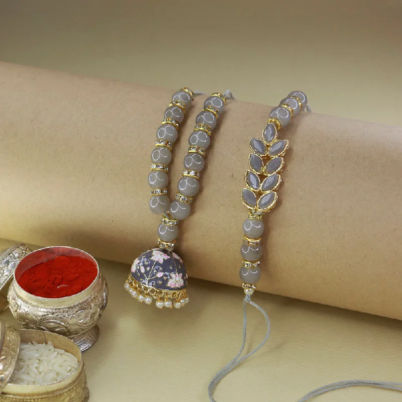 Stunning Jewelry At A Fraction Of The Price Etnico Designer Bhaiya Bhabhi Hanging Lumba Rakhi Combo Set for Rakshabhandan (R067Gr-CO) Stunning Jewelry At A Fraction Of The Price Etnico Designer Bhaiya Bhabhi Hanging Lumba Rakhi Combo Set for Rakshabhandan (R067Gr-CO)