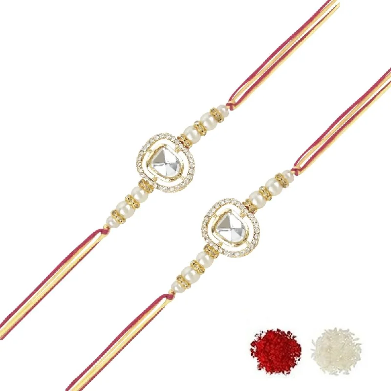 Special Jewelry Deals – Upgrade Your Collection Etnico I Jewels Designer Kundan Pearl Combo Rakhi With Roli Chawal & Rakshabandhan Card For Brother/Bro/Bhai/Men (R094W-2) (Set of 2) Special Jewelry Deals – Upgrade Your Collection Etnico I Jewels Designer Kundan Pearl Combo Rakhi With Roli Chawal & Rakshabandhan Card For Brother/Bro/Bhai/Men (R094W-2) (Set of 2)