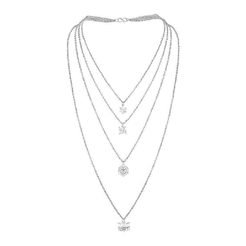Chic And Stylish Jewelry At Exclusive Prices Mahi Multilayer Swastik, Hexagone, Wheel and Lotus Charms Multi Strand Chain Pendants Layered Necklace for Women (PS1101772R) Chic And Stylish Jewelry At Exclusive Prices Mahi Multilayer Swastik, Hexagone, Wheel and Lotus Charms Multi Strand Chain Pendants Layered Necklace for Women (PS1101772R)