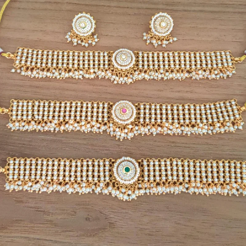 Huge Markdowns On Premium Jewelry Styles Manisha Jewellery Gold Plated AD Stone And Pearl Necklace Set Huge Markdowns On Premium Jewelry Styles Manisha Jewellery Gold Plated AD Stone And Pearl Necklace Set