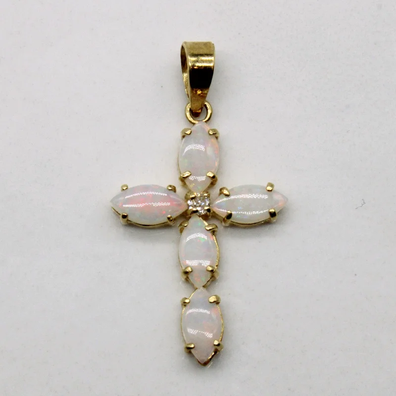 Exclusive Gemstone Jewelry At Special Prices Opal Cabochon & Diamond Cross Pendant | 0.60ctw, 0.01ct | Exclusive Gemstone Jewelry At Special Prices Opal Cabochon & Diamond Cross Pendant | 0.60ctw, 0.01ct |