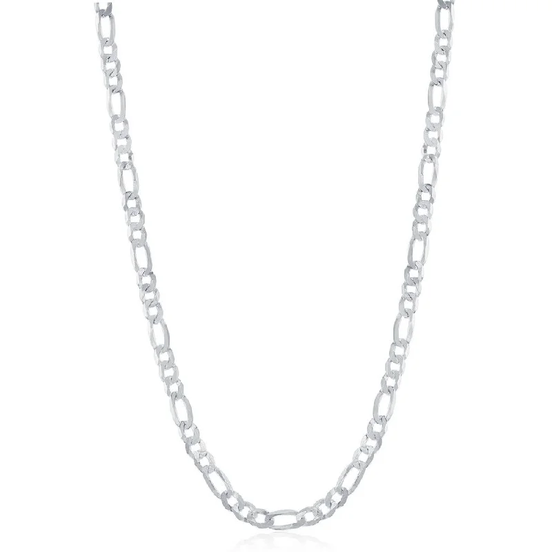 Sparkle On A Budget – Fine Jewelry For Less Sterling Silver 3.3mm Figaro Chain - Rhodium Plated