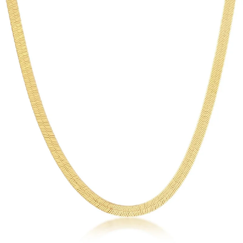 Handmade Pearl Jewelry For Timeless Elegance Sterling Silver 4mm Herringbone Chain - Gold Plated