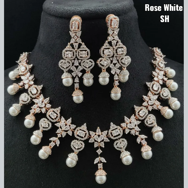 Timeless Jewelry At Special Discount Rates Vivah Creations Rose Gold Plated AD Stone Necklace Set Timeless Jewelry At Special Discount Rates Vivah Creations Rose Gold Plated AD Stone Necklace Set